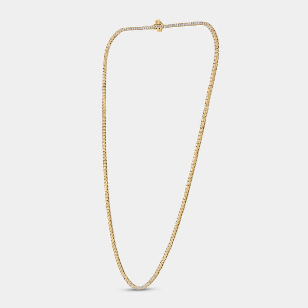 Gilded 4 Carat Lab-Grown Diamond Round-Shaped Straight Line Tennis Necklace