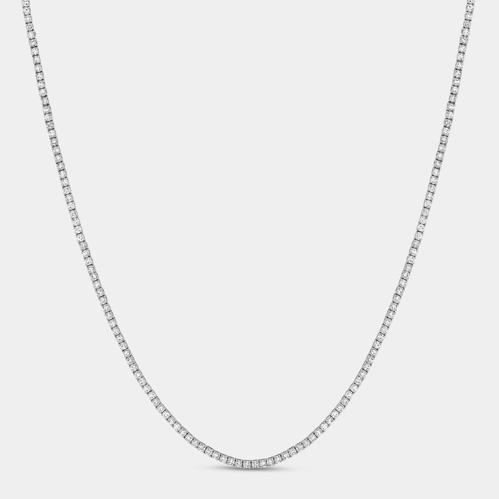 Gilded 4 Carat Lab-Grown Diamond Round-Shaped Straight Line Tennis Necklace