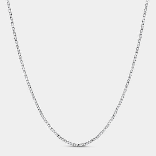 Gilded 4 Carat Lab-Grown Diamond Round-Shaped Straight Line Tennis Necklace