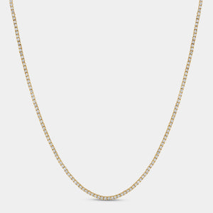Gilded 4 Carat Lab-Grown Diamond Round-Shaped Straight Line Tennis Necklace