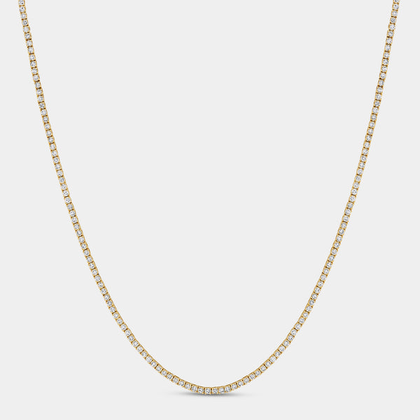 Gilded 4 Carat Lab-Grown Diamond Round-Shaped Straight Line Tennis Necklace