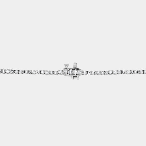 Gilded 4 Carat Lab-Grown Diamond Round-Shaped Straight Line Tennis Necklace