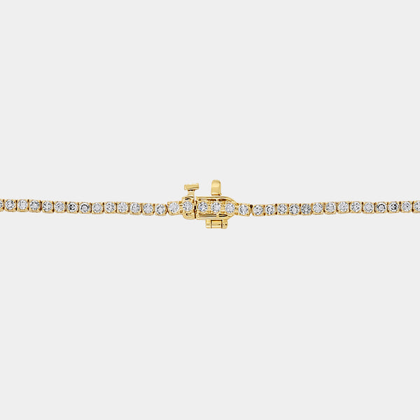 Gilded 4 Carat Lab-Grown Diamond Round-Shaped Straight Line Tennis Necklace