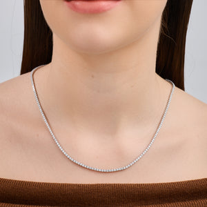 Gilded 5 Carat Lab-Grown Diamond Round-Shaped Straight Line Tennis Necklace