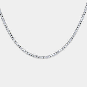 Gilded 5 Carat Lab-Grown Diamond Round-Shaped Straight Line Tennis Necklace