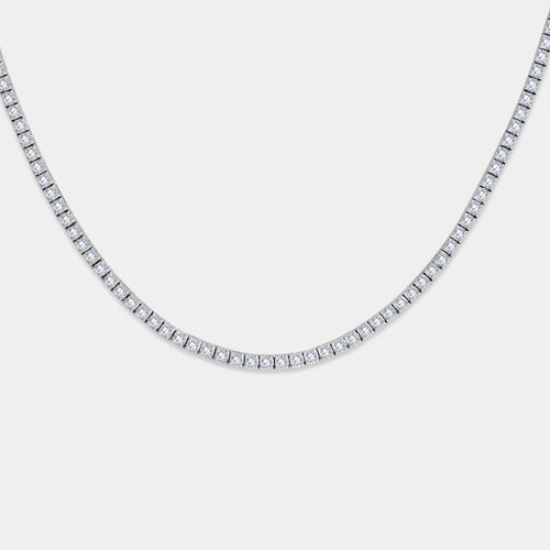 Gilded 5 Carat Lab-Grown Diamond Round-Shaped Straight Line Tennis Necklace