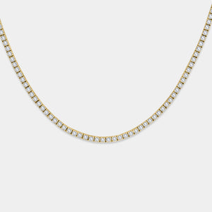 Gilded 5 Carat Lab-Grown Diamond Round-Shaped Straight Line Tennis Necklace
