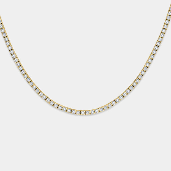 Gilded 5 Carat Lab-Grown Diamond Round-Shaped Straight Line Tennis Necklace