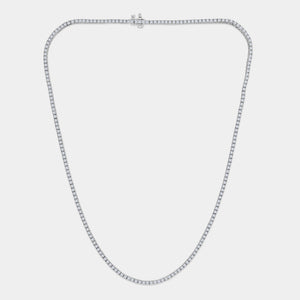Gilded 5 Carat Lab-Grown Diamond Round-Shaped Straight Line Tennis Necklace