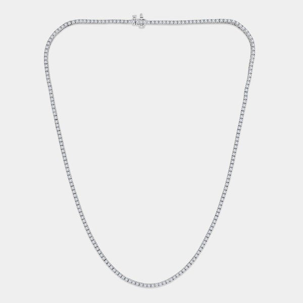 Gilded 5 Carat Lab-Grown Diamond Round-Shaped Straight Line Tennis Necklace
