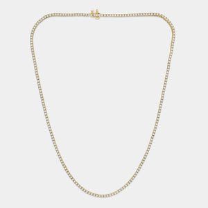 Gilded 5 Carat Lab-Grown Diamond Round-Shaped Straight Line Tennis Necklace
