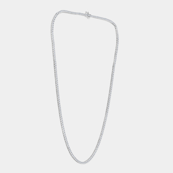 Gilded 5 Carat Lab-Grown Diamond Round-Shaped Straight Line Tennis Necklace