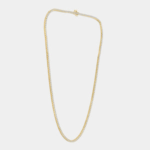 Gilded 5 Carat Lab-Grown Diamond Round-Shaped Straight Line Tennis Necklace