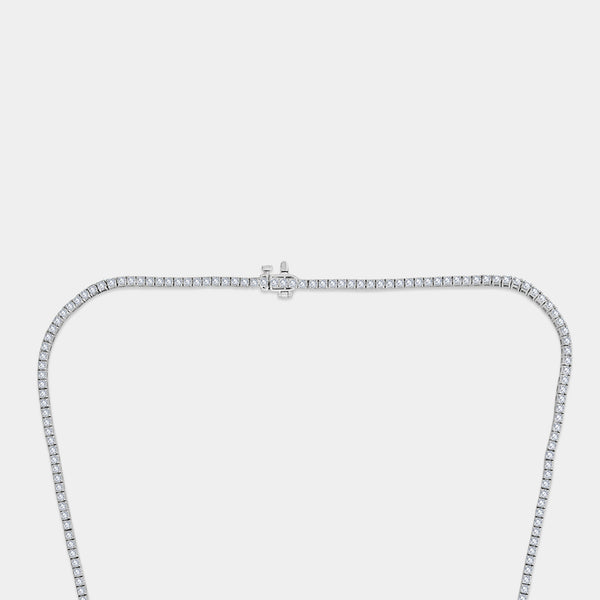 Gilded 5 Carat Lab-Grown Diamond Round-Shaped Straight Line Tennis Necklace