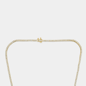 Gilded 5 Carat Lab-Grown Diamond Round-Shaped Straight Line Tennis Necklace