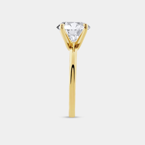 Gilded 3 Carat Lab-Grown Diamond Round-Shaped Classic Solitaire Ring