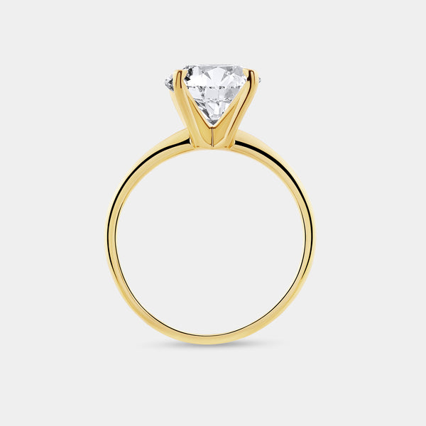 Gilded 3 Carat Lab-Grown Diamond Round-Shaped Classic Solitaire Ring