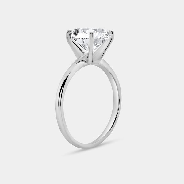 Gilded 3 Carat Lab-Grown Diamond Round-Shaped Classic Solitaire Ring