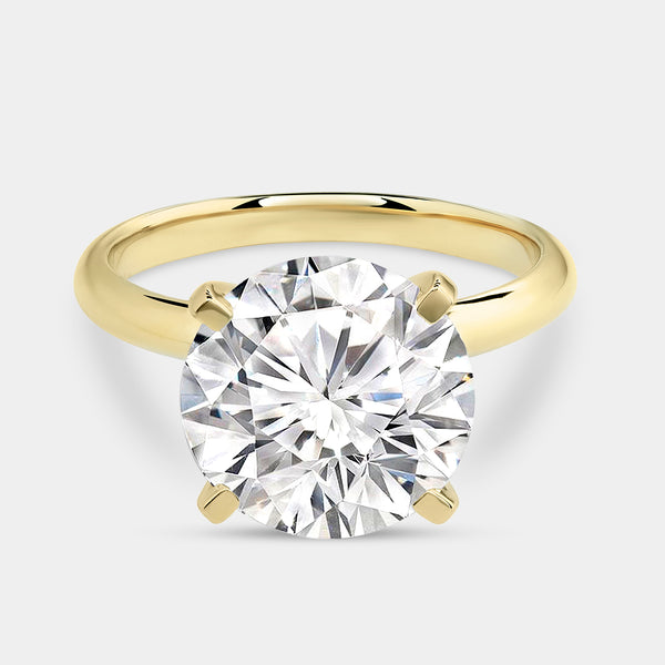 Gilded 5 Carat Lab-Grown Diamond Round-Shaped Classic Solitaire Ring