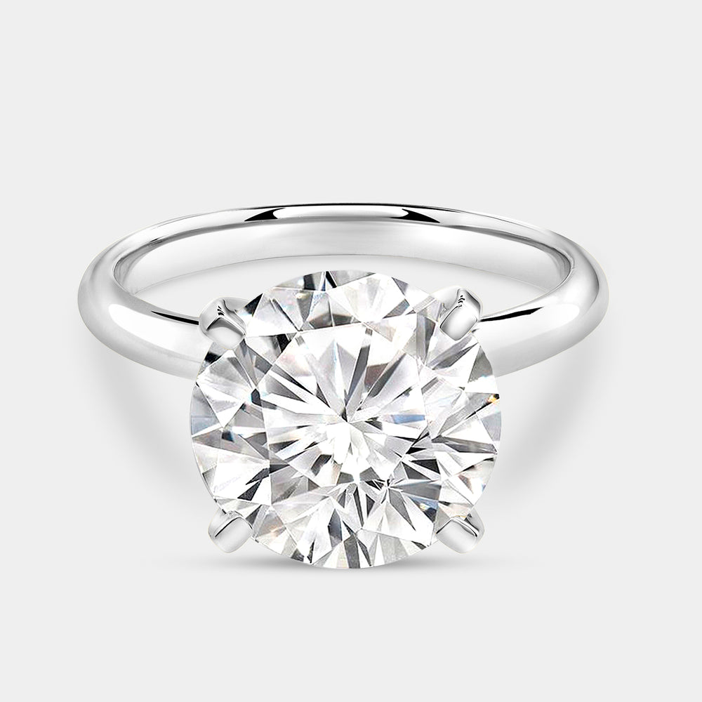Gilded 5 Carat Lab-Grown Diamond Round-Shaped Classic Solitaire Ring