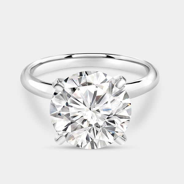 Gilded 5 Carat Lab-Grown Diamond Round-Shaped Classic Solitaire Ring
