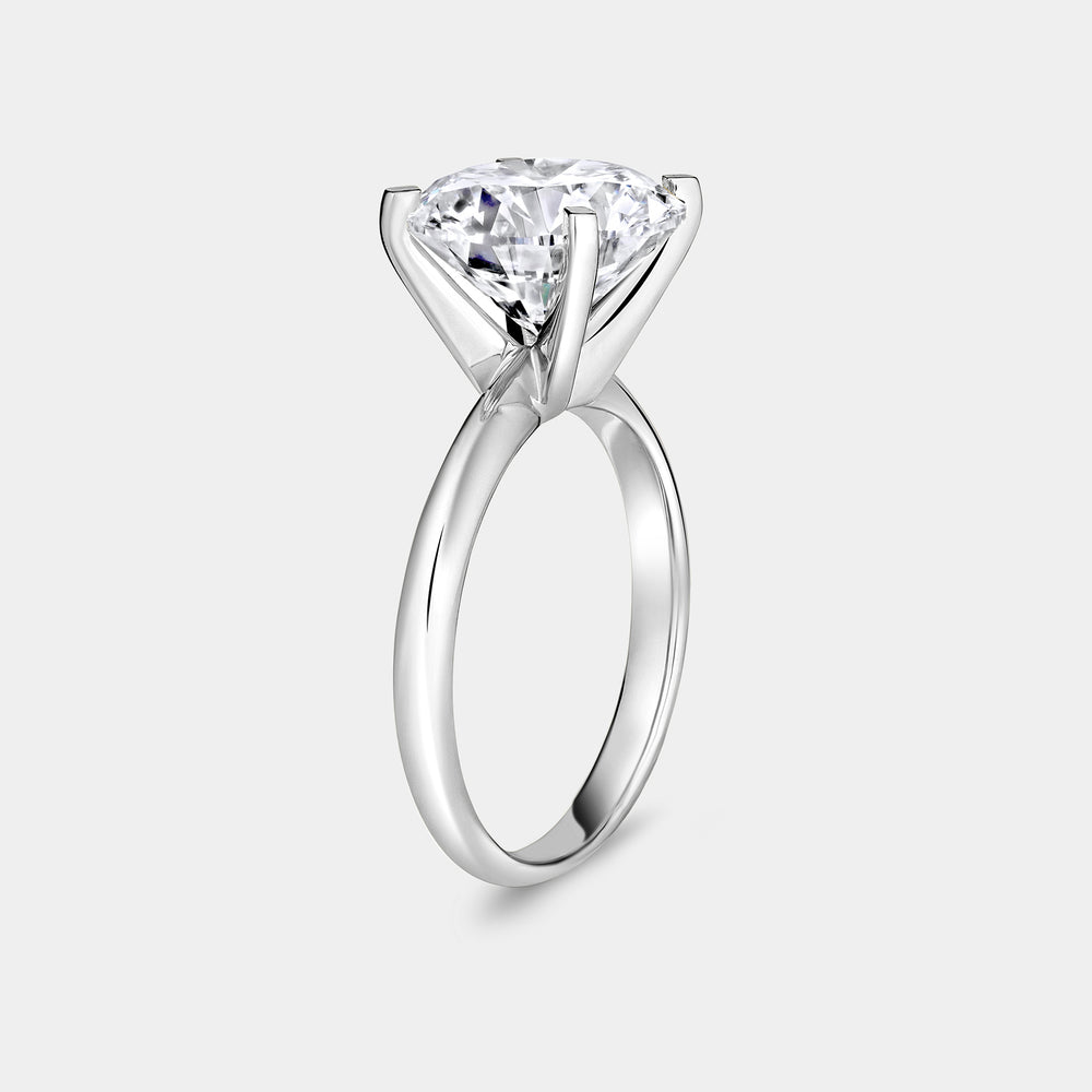 Gilded 5 Carat Lab-Grown Diamond Round-Shaped Classic Solitaire Ring