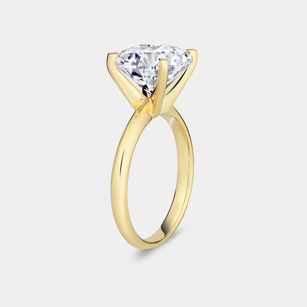 Gilded 5 Carat Lab-Grown Diamond Round-Shaped Classic Solitaire Ring