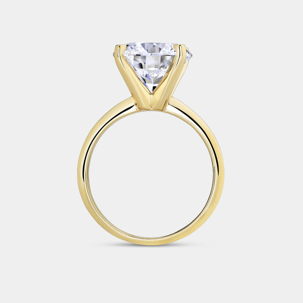 Gilded 5 Carat Lab-Grown Diamond Round-Shaped Classic Solitaire Ring