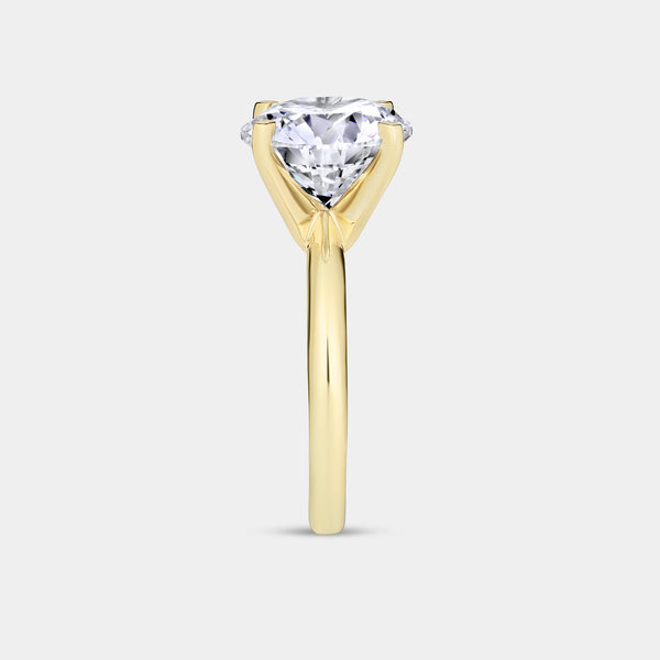 Gilded 5 Carat Lab-Grown Diamond Round-Shaped Classic Solitaire Ring