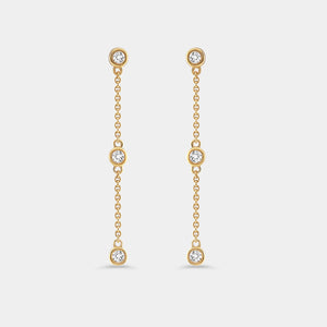 Gilded 1/4 Carat Lab-Grown Diamond Chain Earrings with Bezel-Set Stations