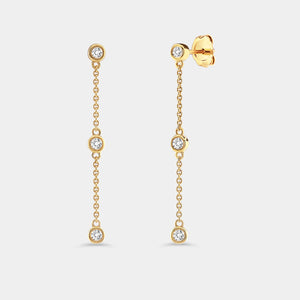 Gilded 1/4 Carat Lab-Grown Diamond Chain Earrings with Bezel-Set Stations