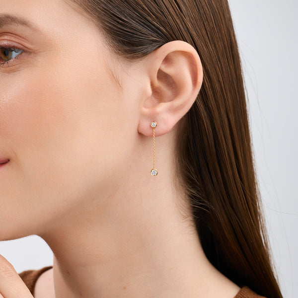 1/2 Carat Lab-Grown Diamond Chain Earring with Bezel-Set Stations — GILDED New York