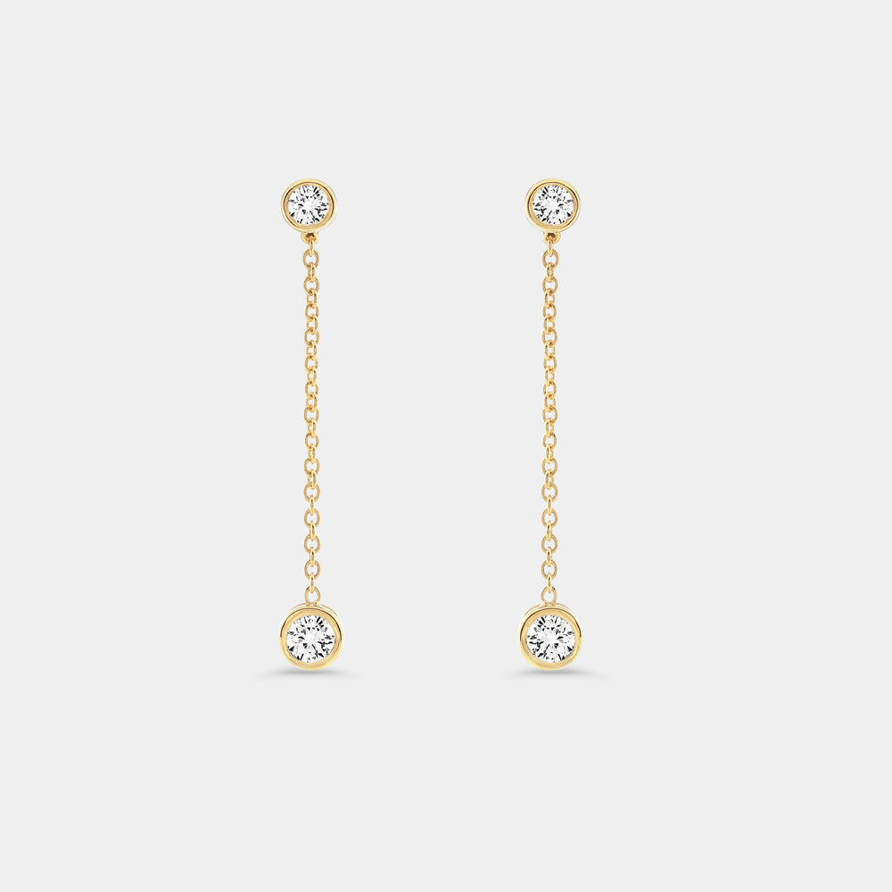 Gilded 1/2 Carat Lab-Grown Diamond Chain Earring with Bezel-Set Stations