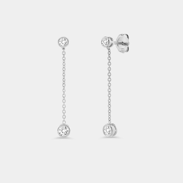 1/2 Carat Lab-Grown Diamond Chain Earring with Bezel-Set Stations — GILDED New York