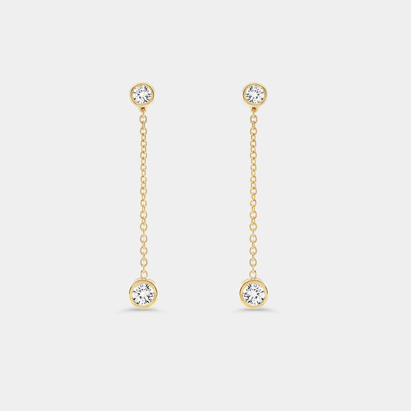 1/2 Carat Lab-Grown Diamond Chain Earring with Bezel-Set Stations — GILDED New York
