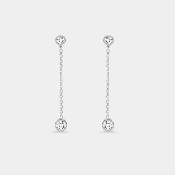 1/2 Carat Lab-Grown Diamond Chain Earring with Bezel-Set Stations — GILDED New York