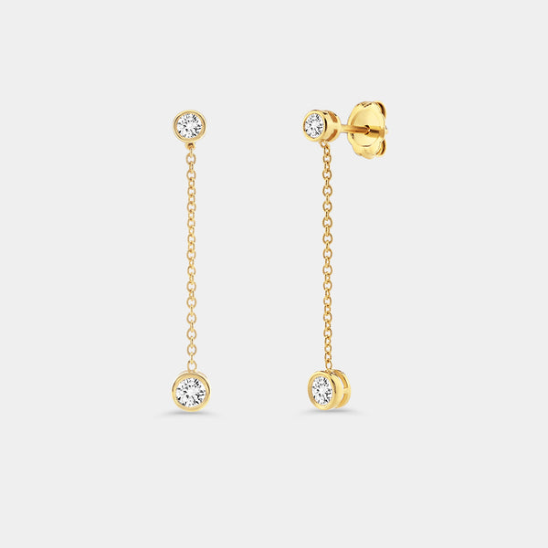 1/2 Carat Lab-Grown Diamond Chain Earring with Bezel-Set Stations — GILDED New York