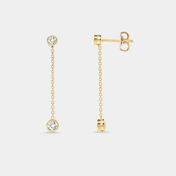 1/2 Carat Lab-Grown Diamond Chain Earring with Bezel-Set Stations — GILDED New York