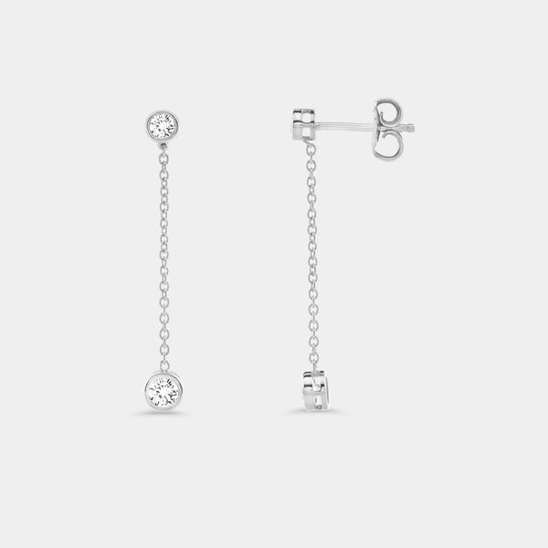1/2 Carat Lab-Grown Diamond Chain Earring with Bezel-Set Stations — GILDED New York