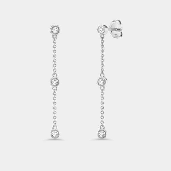 Gilded 1/4 Carat Lab-Grown Diamond Chain Earrings with Bezel-Set Stations