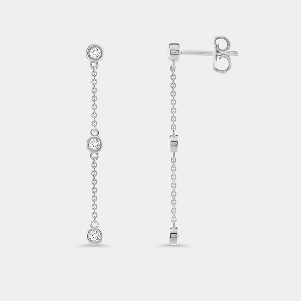 Gilded 1/4 Carat Lab-Grown Diamond Chain Earrings with Bezel-Set Stations
