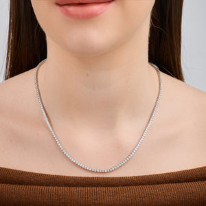 Gilded 6 Carat Lab-Grown Diamond Round-Shaped Straight Line Tennis Necklace