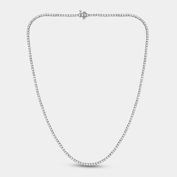 Gilded 6 Carat Lab-Grown Diamond Round-Shaped Straight Line Tennis Necklace