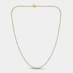 Gilded 6 Carat Lab-Grown Diamond Round-Shaped Straight Line Tennis Necklace