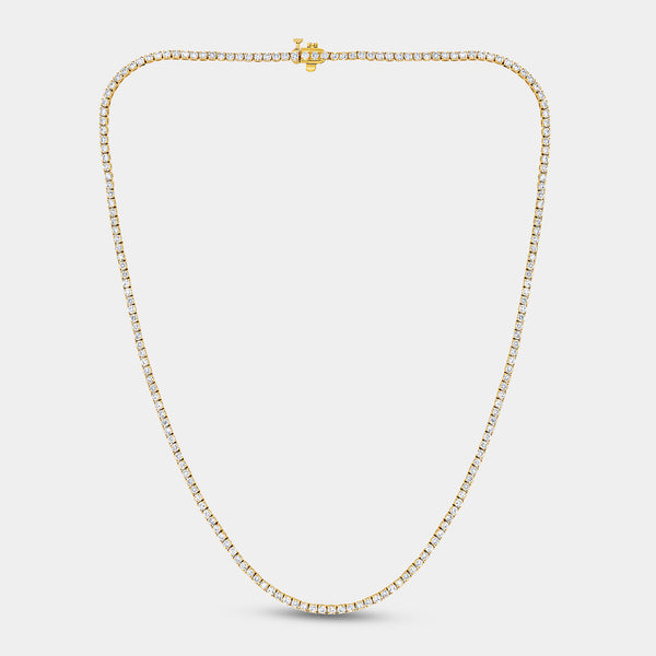Gilded 6 Carat Lab-Grown Diamond Round-Shaped Straight Line Tennis Necklace