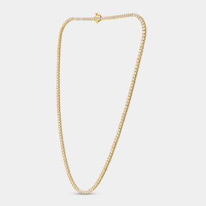 Gilded 6 Carat Lab-Grown Diamond Round-Shaped Straight Line Tennis Necklace