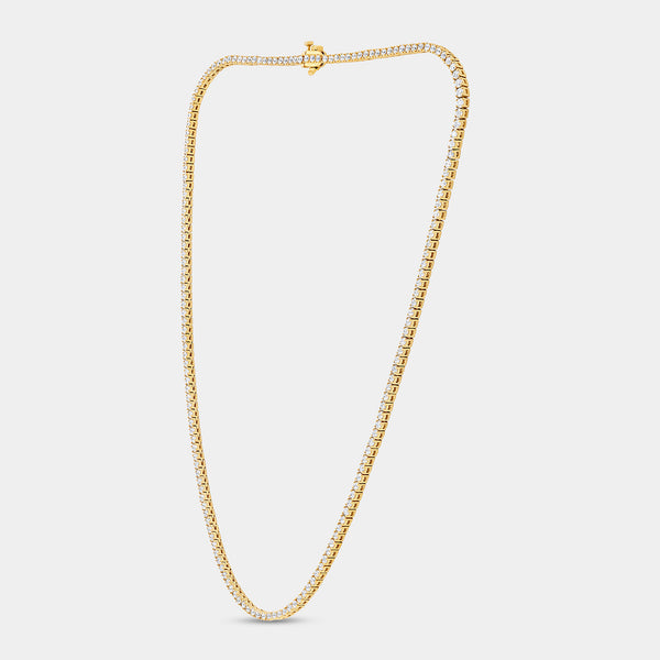 Gilded 6 Carat Lab-Grown Diamond Round-Shaped Straight Line Tennis Necklace