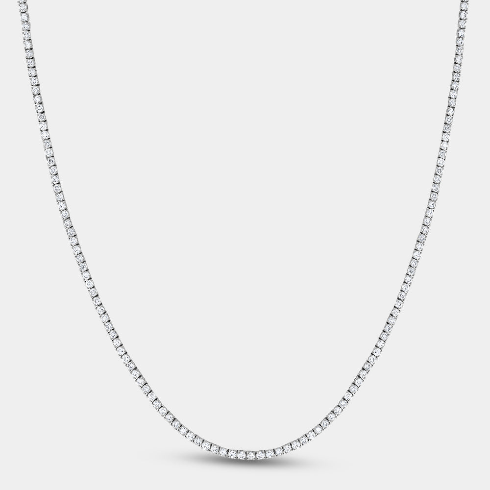 Gilded 6 Carat Lab-Grown Diamond Round-Shaped Straight Line Tennis Necklace