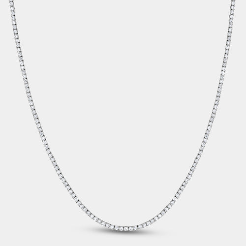Gilded 6 Carat Lab-Grown Diamond Round-Shaped Straight Line Tennis Necklace