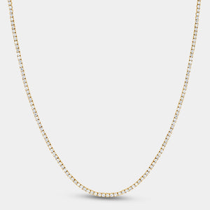 Gilded 6 Carat Lab-Grown Diamond Round-Shaped Straight Line Tennis Necklace
